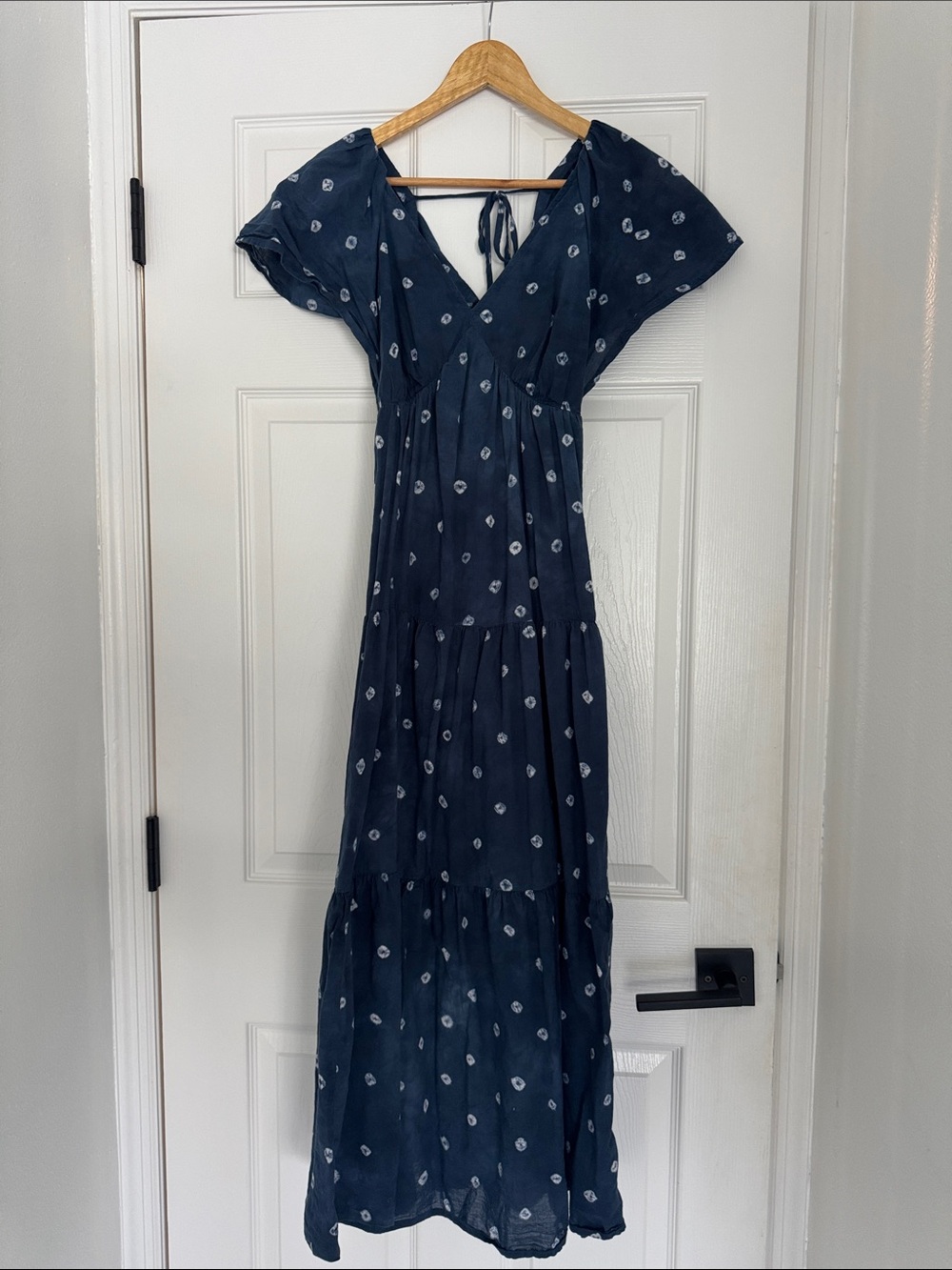 Madewell Navy Floral V-Neck Maxi with Tie Back
